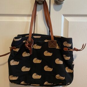 Dooney and Bourke Black Tote with Tan Ducks